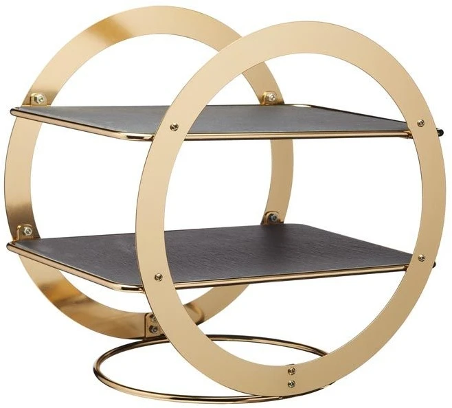 Artesa Wheel Frame Slate Serving Stand Brass 3 Artesa Wheel Frame Slate Serving Stand Brass