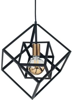Pacific Lifestyle Cube Matt Black & Gold Pendant
