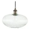 Pacific Lifestyle Clear Ribbed Round Glass Electrified Pendant -Home Furnishings Store 32994 16651