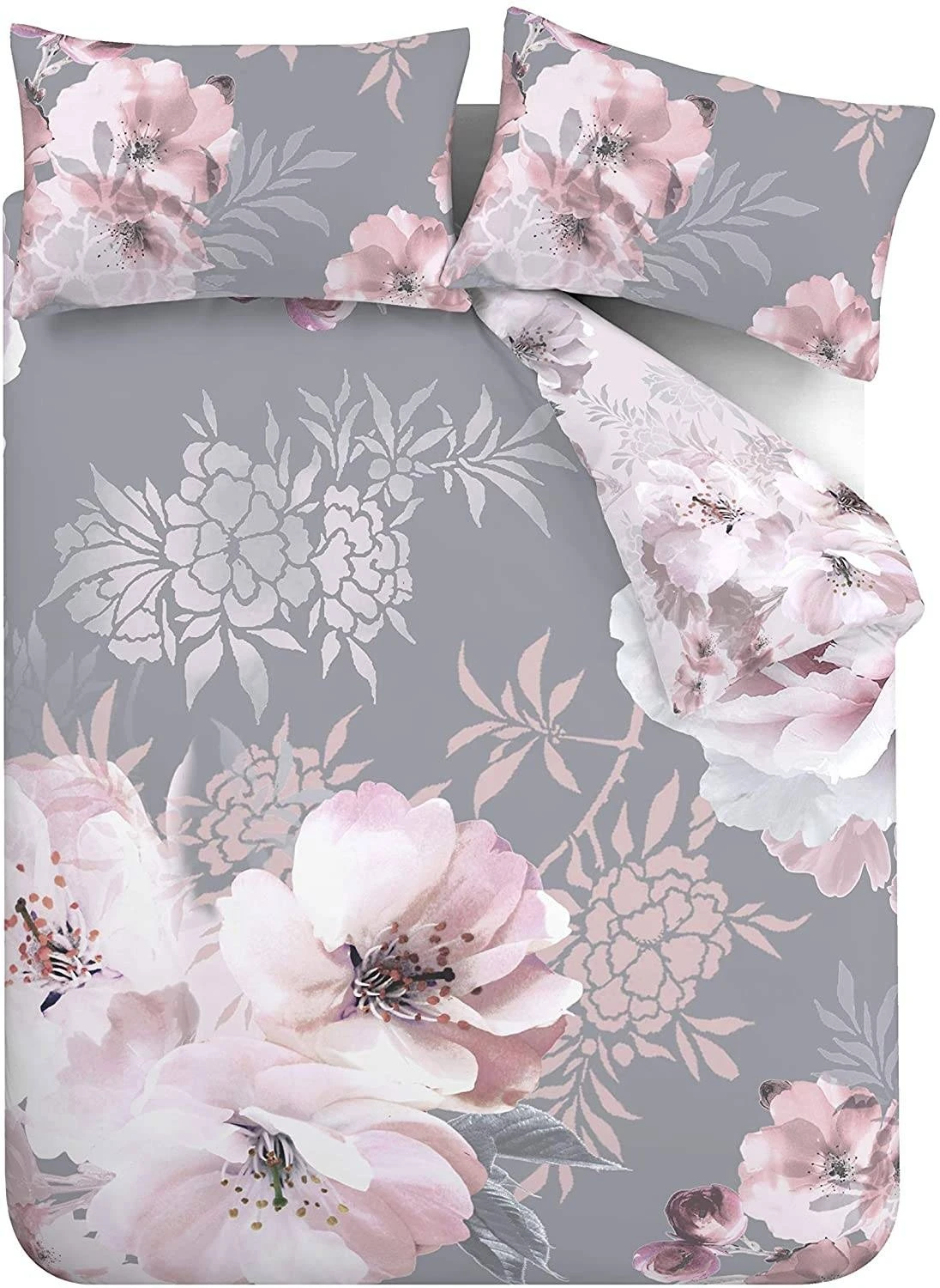 Catherine Lansfield Dramatic Floral Grey Duvet Set 4 Catherine Lansfield Dramatic Floral Grey Duvet Set - Image 2