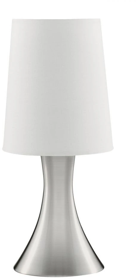Searchlight Satin Silver Touch Lamp With Tapered Shade 3 Searchlight Satin Silver Touch Lamp With Tapered Shade