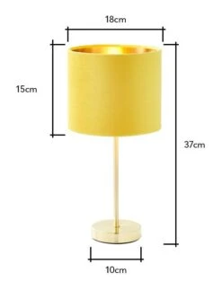 BHS Velvet Table Lamp Ochre & Brass -Home Furnishings Store 42818 7740