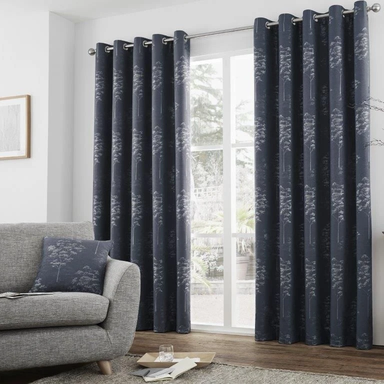 Curtina Elmwood Navy Curtains