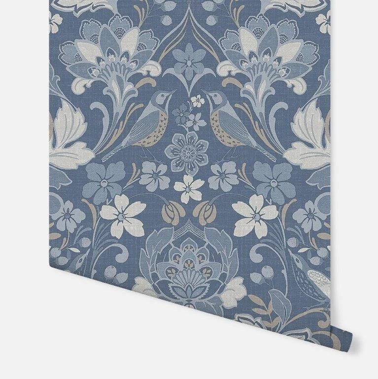 Arthouse Folk Floral Denim Blue Wallpaper 5 Arthouse Folk Floral Denim Blue Wallpaper - Image 3