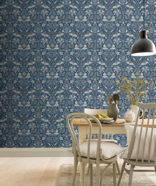 Arthouse Folk Floral Denim Blue Wallpaper 6 Arthouse Folk Floral Denim Blue Wallpaper - Image 4