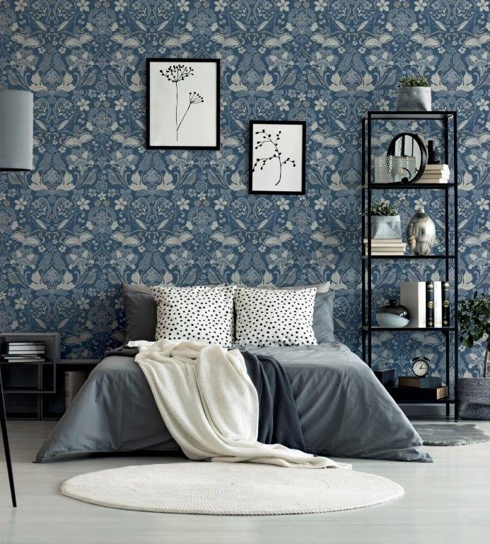 Arthouse Folk Floral Denim Blue Wallpaper 4 Arthouse Folk Floral Denim Blue Wallpaper - Image 2