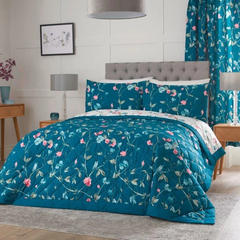 Dreams & Drapes Sweet Pea Teal Bedspread 3 Dreams & Drapes Sweet Pea Teal Bedspread
