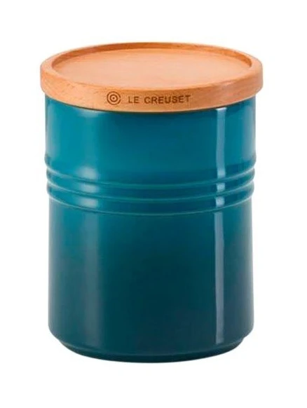Le Creuset Medium Storage Jar With Wood Lid Deep Teal 3 Le Creuset Medium Storage Jar With Wood Lid Deep Teal