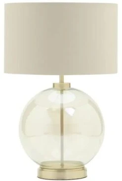 BHS Metro Clear Glass Sphere Table Lamps Lamp Satin Brass.