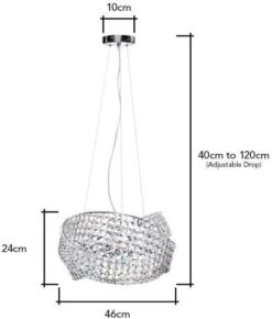 BHS Cypress Small Crystal Rings Ceiling Pendant Chrome -Home Furnishings Store 50023 33764