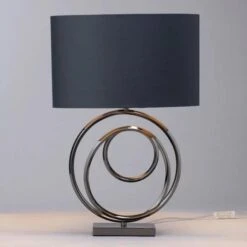 BHS Saturn Swirl Base Table Lamps Lamp Dark Grey Shade -Home Furnishings Store 50025 33742