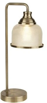 Searchlight Bistro II Table Lamp - Antique Brass & Halophane Glass
