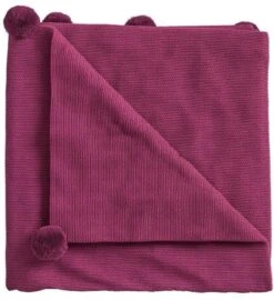 Helena Springfield Pom Pom Knit Throw Fuchsia