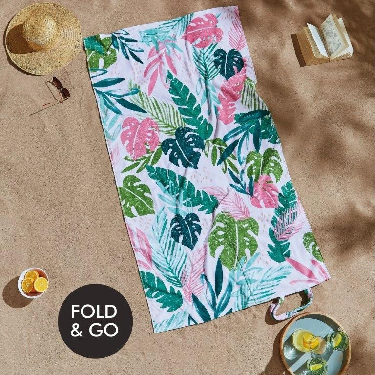 Catherine Lansfield Tropical Palm Beach Towel In A Bag 3 Catherine Lansfield Tropical Palm Beach Towel In A Bag