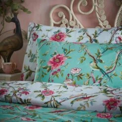 Furn Vintage Chinoiserie Floral Exotic Duvet Cover Set Jade -Home Furnishings Store 53562 25565
